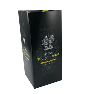 8" Slim Straight Straws in Black