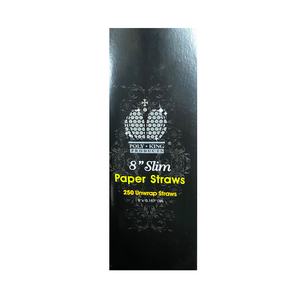 Poly King® 8" Slim Paper Straws Unwrapped Black/White/Red Cocktail Stir Straws in Eco Dispenser Case Pack 4/250