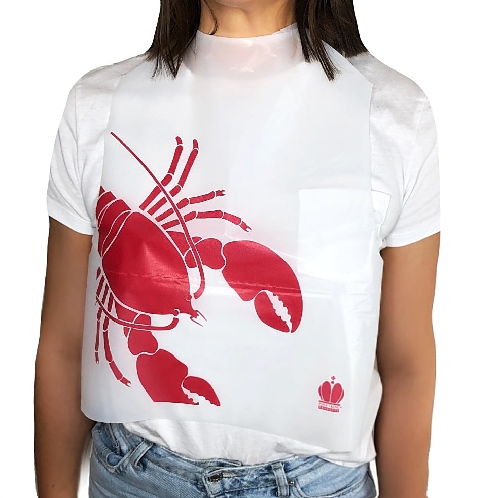 15x20 Poly Disposable Bibs in Lobster Print