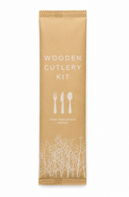 Load image into Gallery viewer, Individually Paper Wrapped Wooden Cutlery Kit (Fork, Knife, Spoon, Napkin)