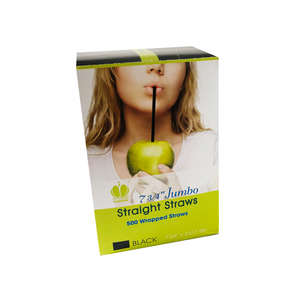 7.75" Jumbo Straight Straws, Paper Wrapped