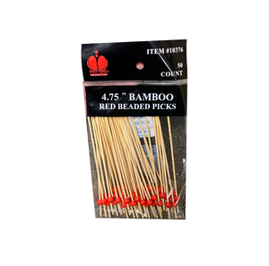 4.75" Bamboo Red Beaded Picks