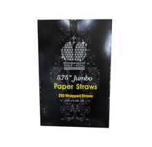 Load image into Gallery viewer, Poly King® 5.75&quot; Jumbo Paper Straws Wrapped/Unwrapped Black/Red Eco Straws in Built in Dispenser Case Pack 4/250